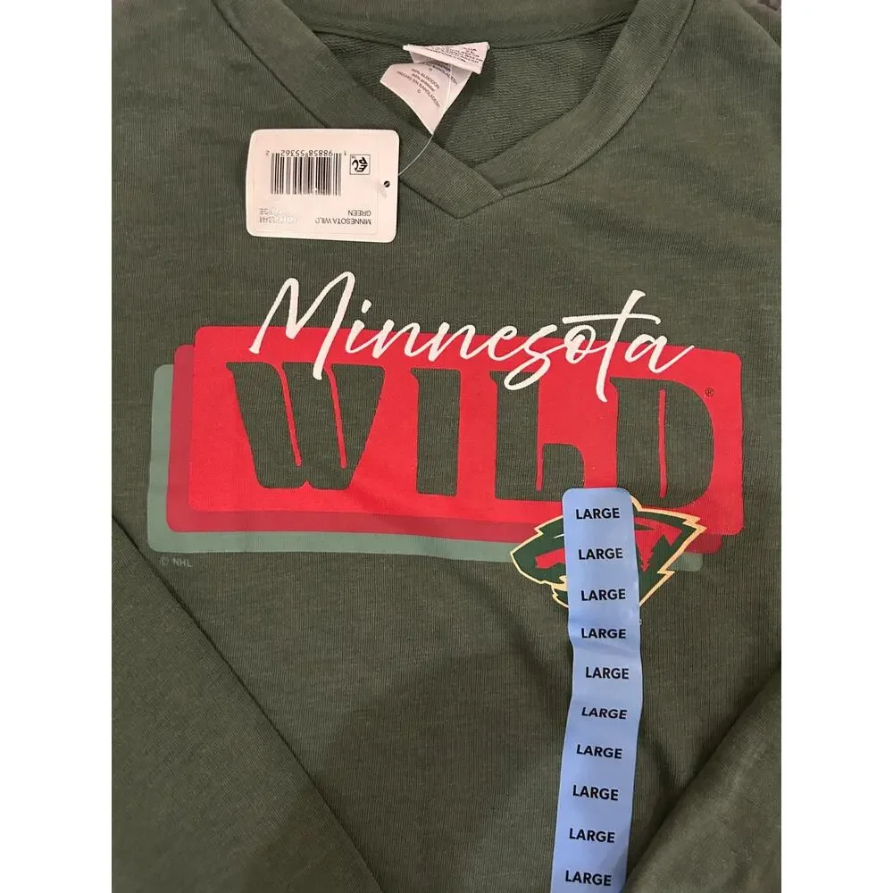 NWT Minnesota Wild Lace Up Hoodie Mens Large Green NHL Hockey Sweatshirt